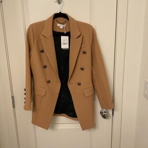 Elegant Camel Double-Breasted Blazer